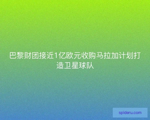 巴黎财团接近1亿欧元收购马拉加计划打造卫星球队 巴黎财团接近1亿欧元收购马拉加计划打造卫星球队